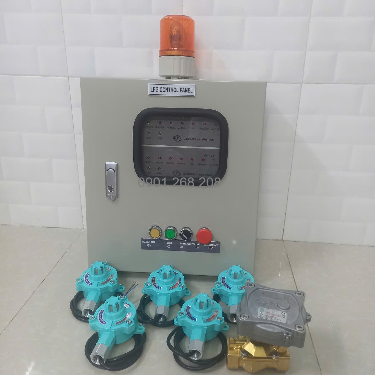 Tủ điều khiển đóng ngắt gas tự động kết nối 5 kênh đầu dò gas phòng nổ